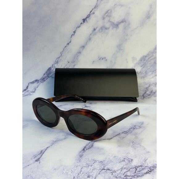 NEW Saint Laurent SL594 Oval Sunglasses in Havana Brown main image 5